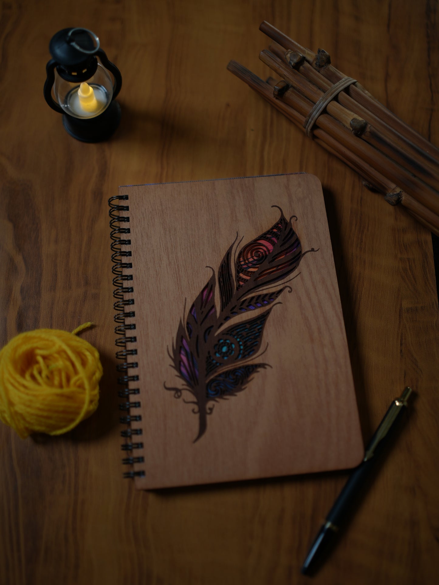 A5 Wood Wire O Books - Ruled (Feather)