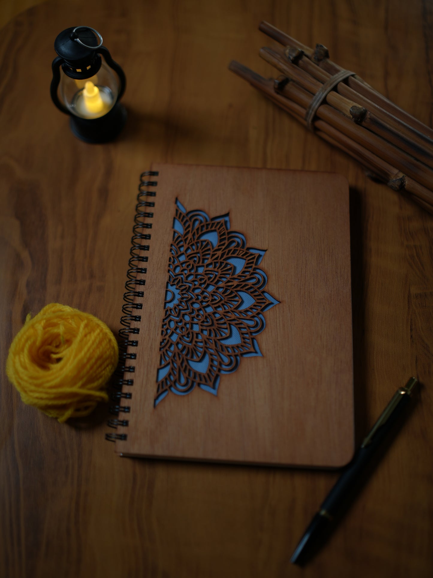 A5 Wood Wire O Books - Dot Grid (Mandala Cut)