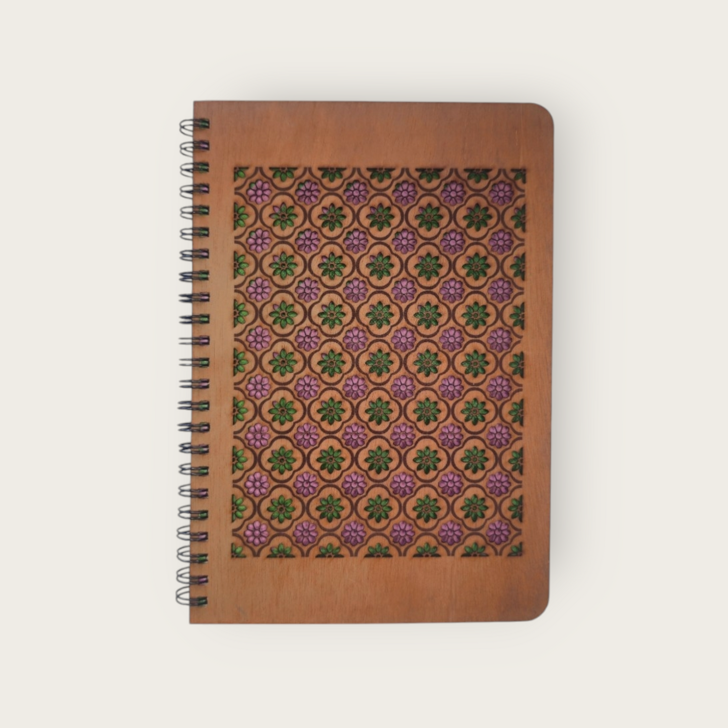 A5 Wood Wire O Books - Dot Grid (Floral)