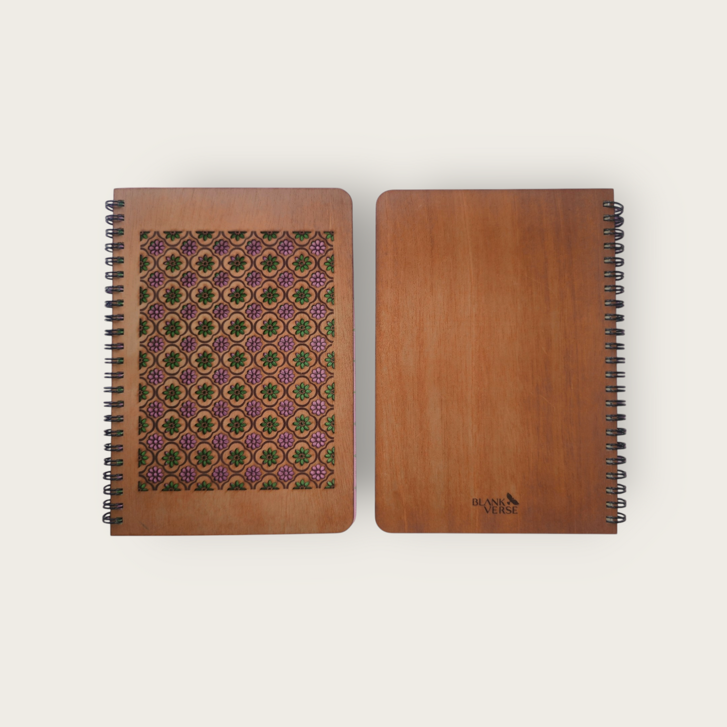 A5 Wood Wire O Books - Dot Grid (Floral)