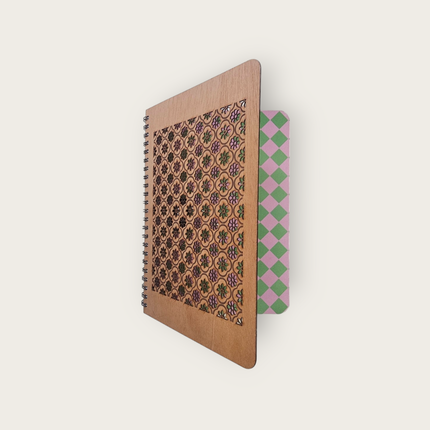 A5 Wood Wire O Books - Dot Grid (Floral)