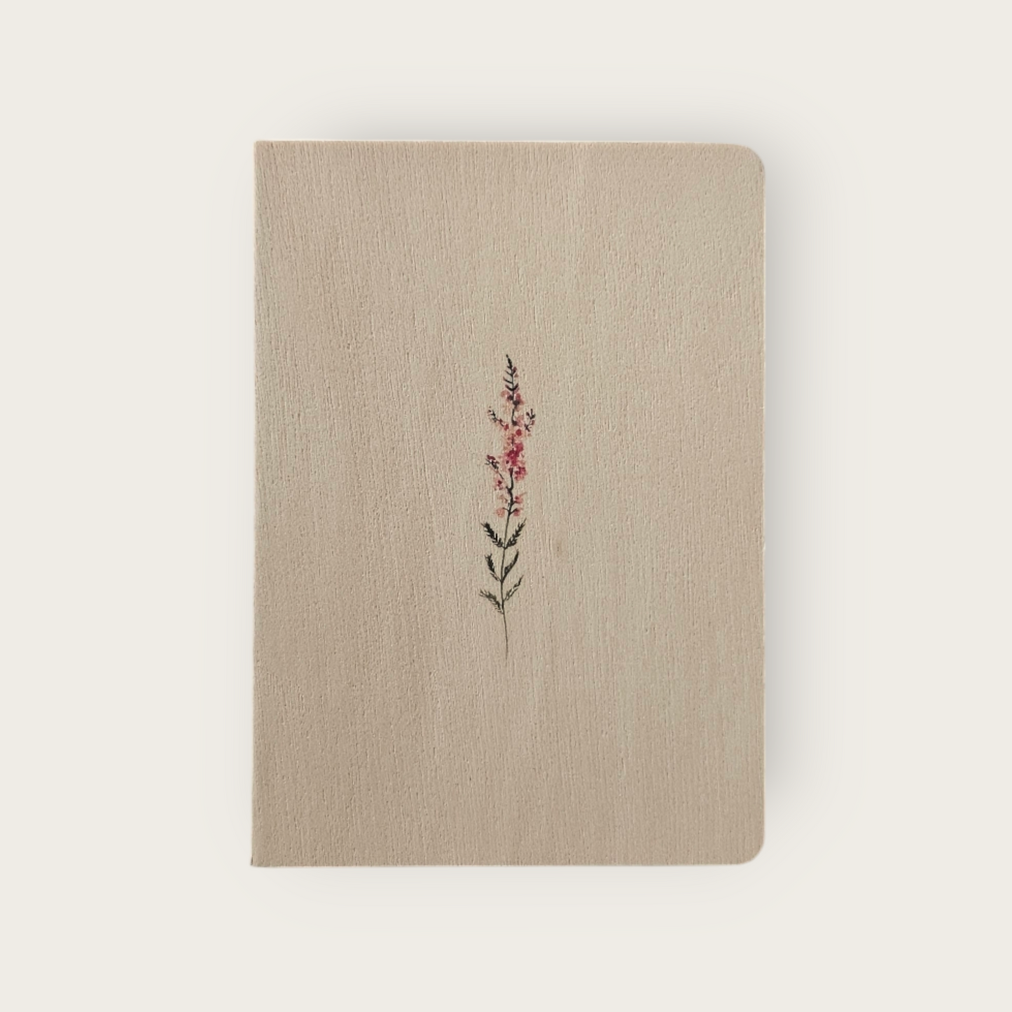 A6 Wood Cover Notebook (Red Flower)