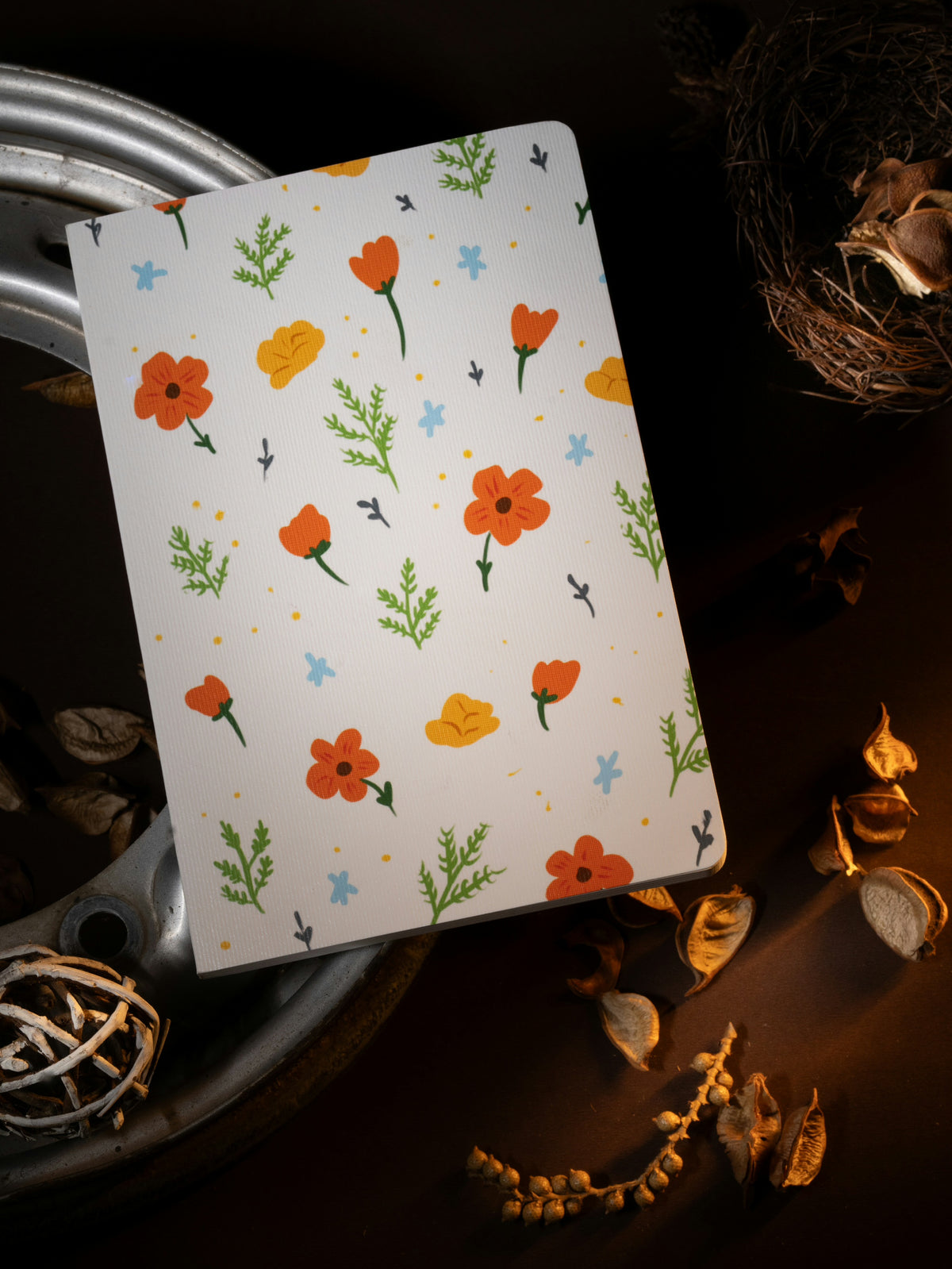 Floral Orange (Ruled)