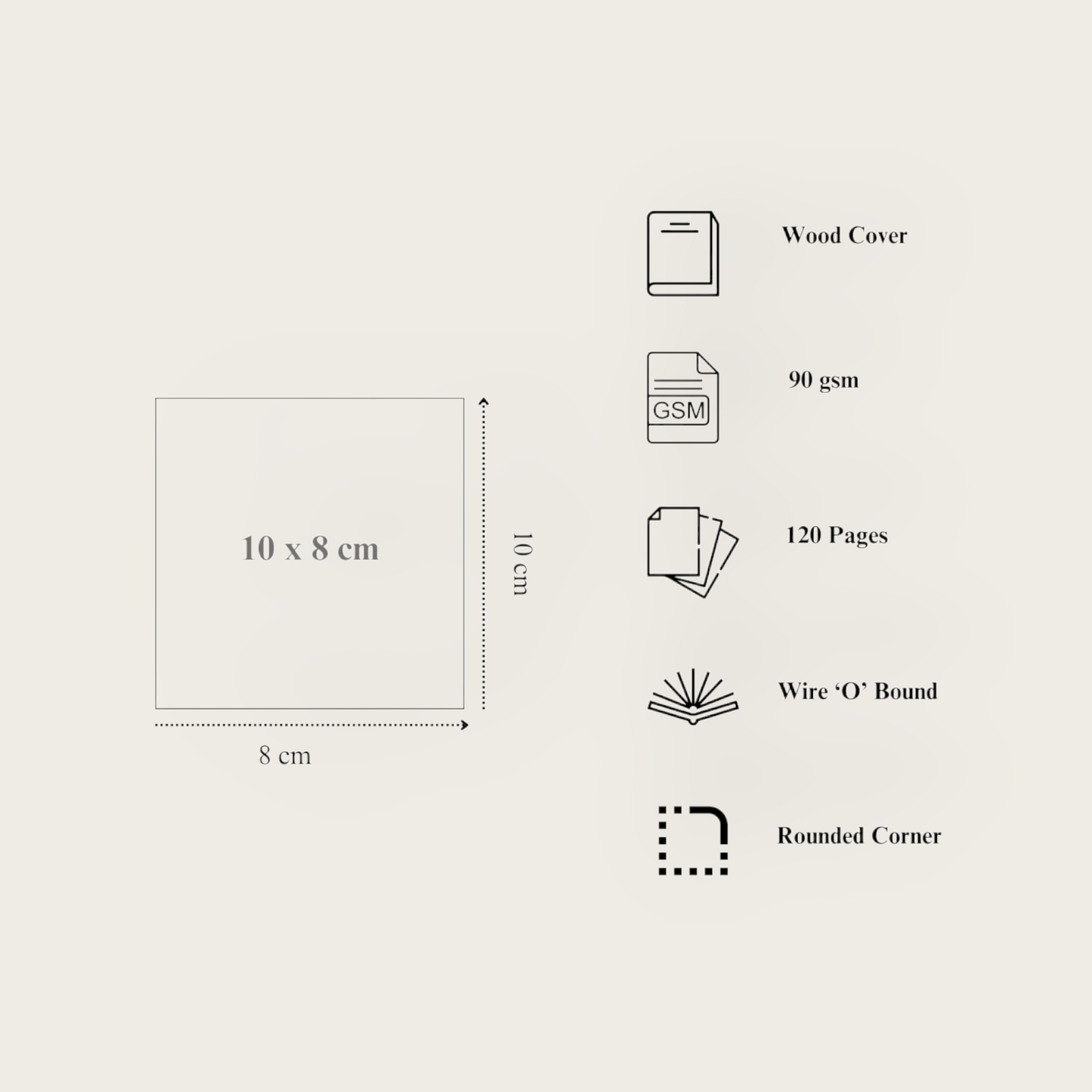Wood Cover Mini Notebooks - Pack of 6|Plain|120 pages|90 gsm Off white paper