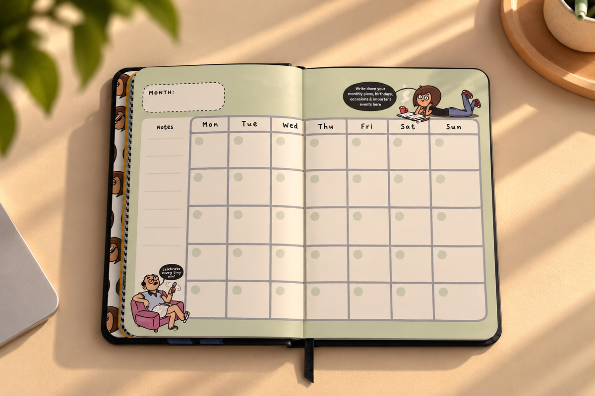 6-Month Undated Planner + List Book | "Comic Panels"