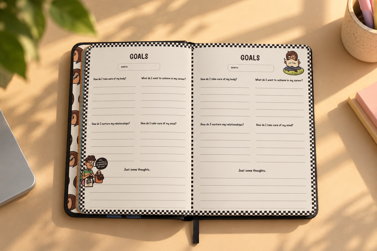 6-Month Undated Planner + List Book | "Comic Panels"