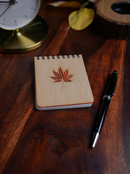 Wood Cover Mini Notebooks - Pack of 6|Plain|120 pages|90 gsm Off white paper