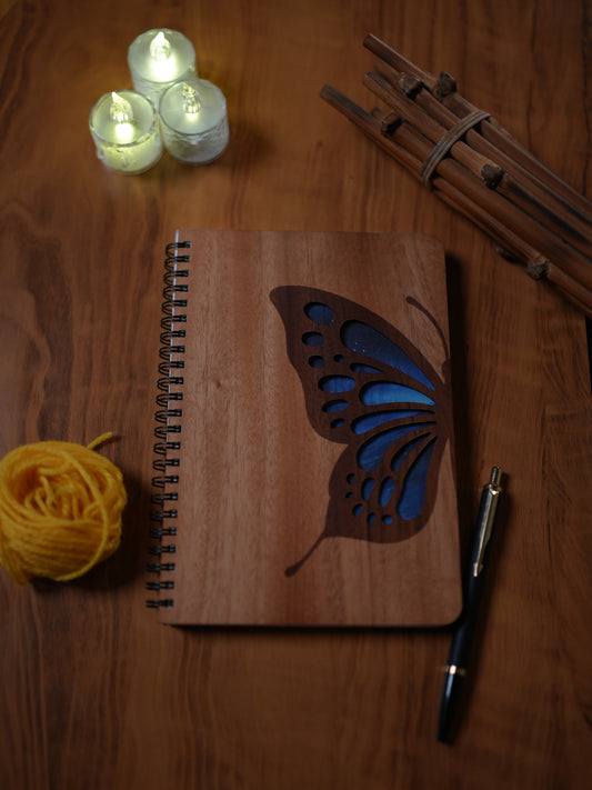A5 Wood Wire O Books - Dot Grid (Butterfly)