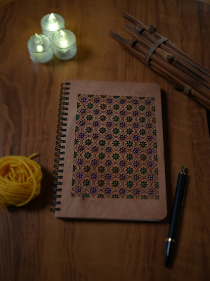A5 Wood Wire O Books - Dot Grid (Floral)