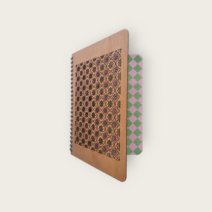 A5 Wood Wire O Books - Dot Grid (Floral)
