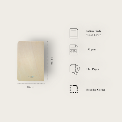A6 Wood Cover Notebook (Red Flower)