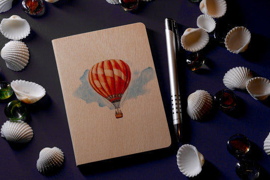 A6 Wood Cover Notebook (Hot Air Balloon)