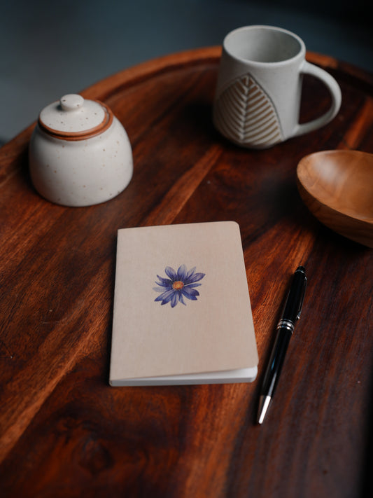 A6 Wood Cover Notebook (Violet Flower)